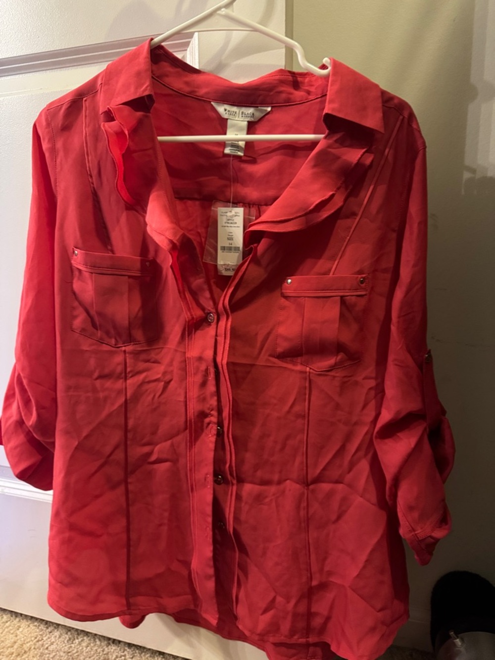 White House Black Market Button-Front Blouse size 14 NWT